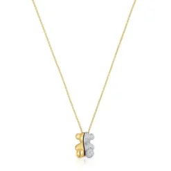 Collar corto doble oso de oro y oro blanco con diamantes Bold Bear^TOUS Clearance