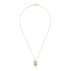 Collar corto doble oso de oro y oro blanco con diamantes Bold Bear^TOUS Clearance