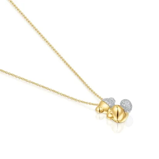 Collar corto doble oso de oro y oro blanco con diamantes Bold Bear^TOUS Clearance