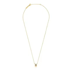 Collar corto motivo oso con baño de oro 18 kt sobre plata y espinela verde creada en laboratorio Color Bear LGG^TOUS New