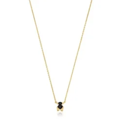 Collar corto motivo oso con baño de oro 18 kt sobre plata y ónix Color Bear^TOUS