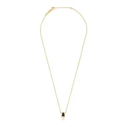 Collar corto motivo oso con baño de oro 18 kt sobre plata y ónix Color Bear^TOUS