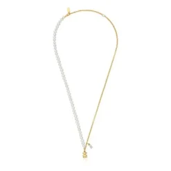 Collar corto oso con baño de oro sobre plata, perlas cultivadas y topacio Bold Bear^TOUS Best