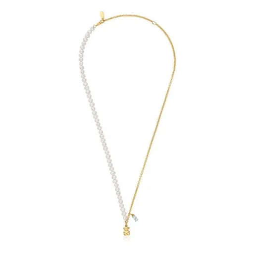 Collar corto oso con baño de oro sobre plata, perlas cultivadas y topacio Bold Bear^TOUS Best