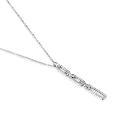 Collar corto oval de oro blanco con diamantes Les Classiques^TOUS New