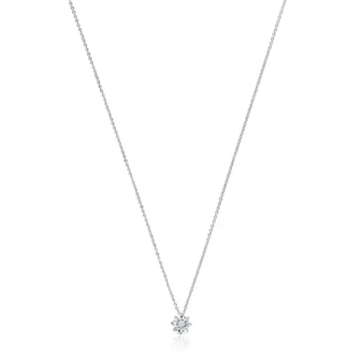 Collar corto rosetón de oro blanco y diamantes 0,15 ct Les Classiques^TOUS Online