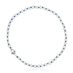 Collar de nylon azul con plata y perlas cultivadas 45 cm MANIFESTO^TOUS Outlet