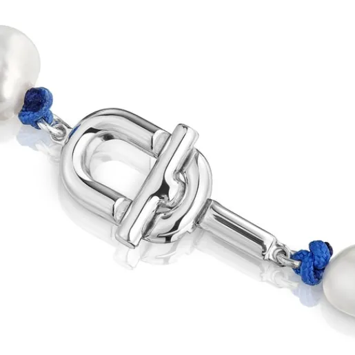 Collar de nylon azul con plata y perlas cultivadas 45 cm MANIFESTO^TOUS Outlet