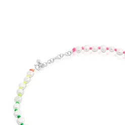 Collar de nylon multicolor, plata y perlas cultivadas Logo^TOUS Sale
