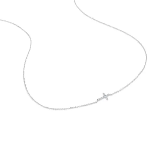 Collar de oro blanco con diamantes Cruz^TOUS Clearance