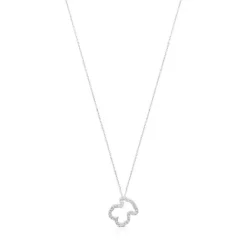 Collar de oro blanco con diamantes motivo oso pequeño Icon Gems^TOUS New