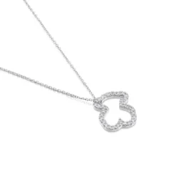 Collar de oro blanco con diamantes motivo oso pequeño Icon Gems^TOUS New