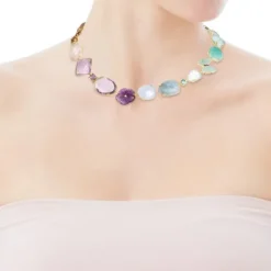 Collar de oro con gemas multicolores Vita^TOUS Hot