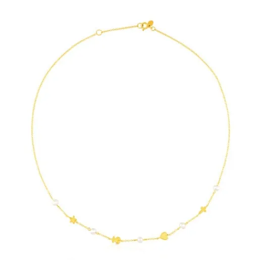 Collar de oro y perlas cultivadas con motivos oso, estrella, corazón y cruz Sweet Dolls^TOUS Outlet