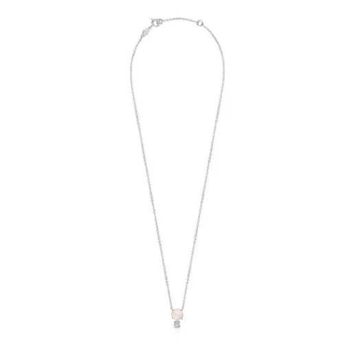 Collar de plata con cuarzo rosa y amazonita Mini Color^TOUS Best