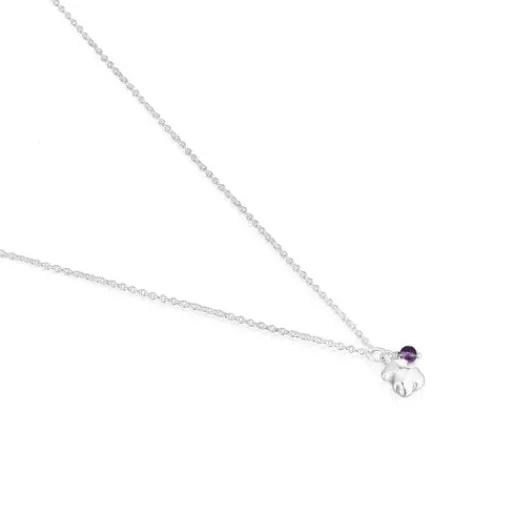 Collar de plata y amatista oso Bold Motif^TOUS