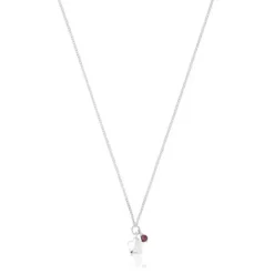 Collar de plata y rodolita flor Bold Motif^TOUS Best