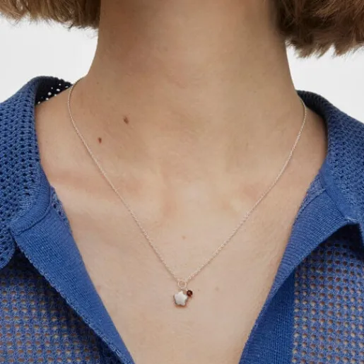 Collar de plata y rodolita flor Bold Motif^TOUS Best