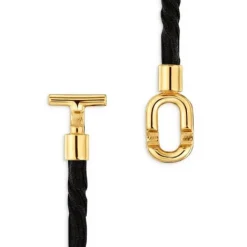 Collar elástico con baño de oro 18 kt sobre plata y cordón negro MANIFESTO^TOUS Clearance