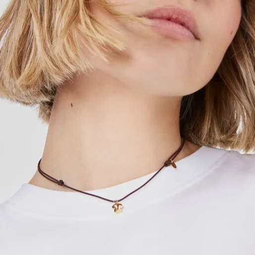 Collar flor de y cordón marrón Balloon^TOUS New
