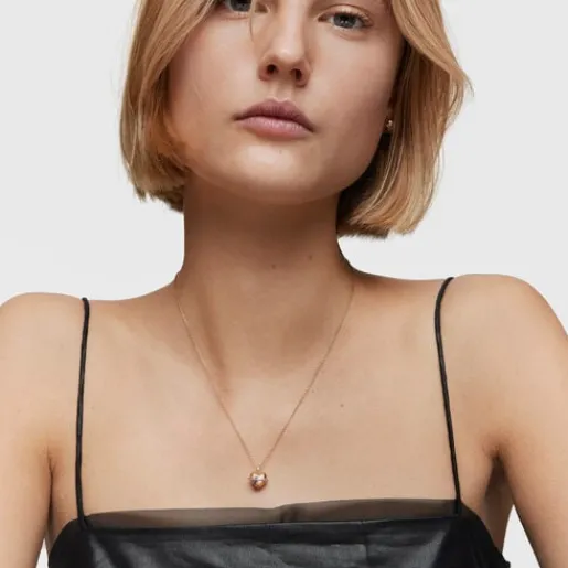 Collar mediano corazón con baño de oro 18 kt sobre plata y rodolita Lligat^TOUS Hot