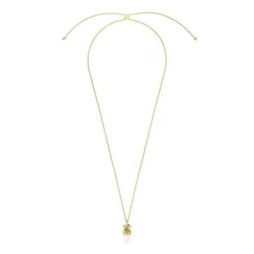 Collar mediano oso con baño de oro 18 kt sobre plata y cromodiópsido Lligat^TOUS