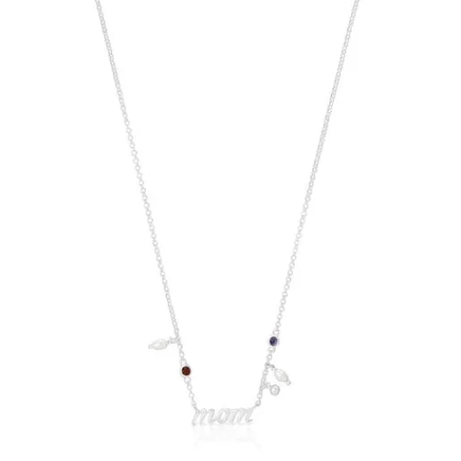 Collar Mom de plata, perlas cultivadas y gemas Mama^TOUS