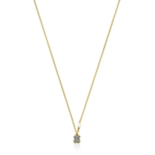 Collar oso con baño de oro 18 kt sobre plata, diamantes y perla Nocturne^TOUS Outlet