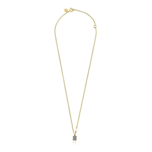 Collar oso con baño de oro 18 kt sobre plata, diamantes y perla Nocturne^TOUS Outlet