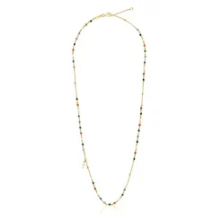 Collar rosario con baño de oro 18 kt sobre plata y gemas y motivo cruz Tamara Falcó X^TOUS