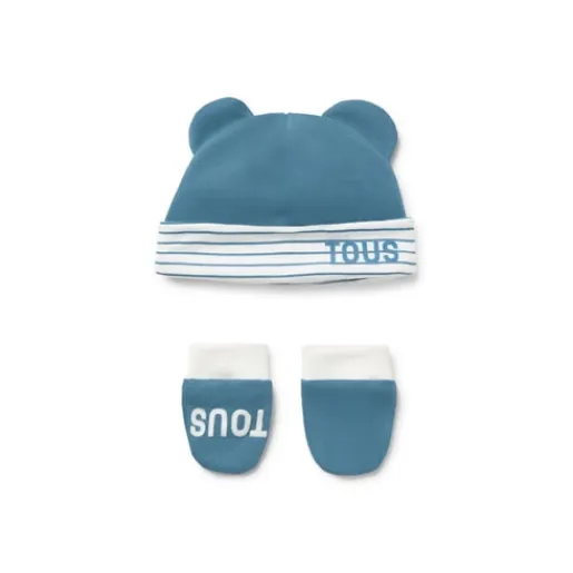 Conjunto de bebé gorro y manoplas Classic azul^TOUS Best
