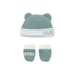 Conjunto de bebé gorro y manoplas Classic verde^TOUS New