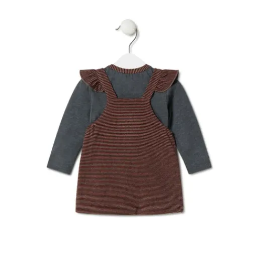 Conjunto de niña a rayas y liso Black naranja^TOUS Best