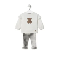 Conjunto de niña liso y a rayas Black crudo^TOUS Discount