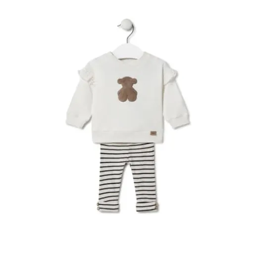 Conjunto de niña liso y a rayas Black crudo^TOUS Discount