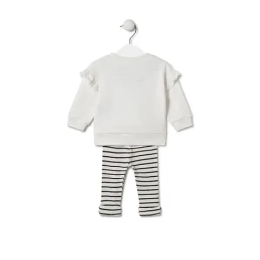 Conjunto de niña liso y a rayas Black crudo^TOUS Discount
