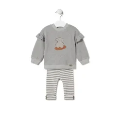 Conjunto de niña liso y a rayas Grey gris^TOUS New