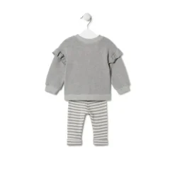 Conjunto de niña liso y a rayas Grey gris^TOUS New