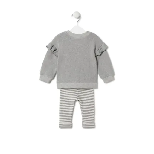 Conjunto de niña liso y a rayas Grey gris^TOUS New