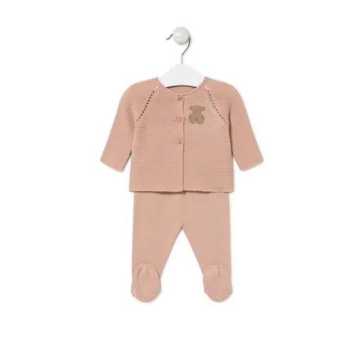 Conjunto de punto de bebé Tricot rosa^TOUS Hot
