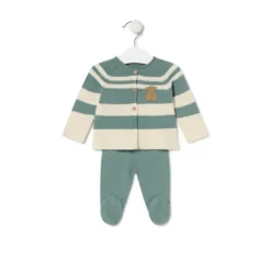Conjunto de punto de bebé Tricot a rayas verde^TOUS Discount