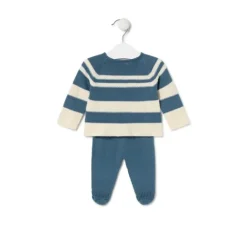 Conjunto de punto de bebé Tricot a rayas azul^TOUS New