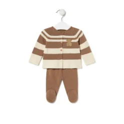 Conjunto de punto de bebé Tricot a rayas beige^TOUS Online