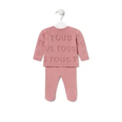 Conjunto de punto de bebé Tricot logo rosa^TOUS