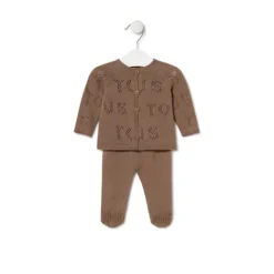 Conjunto de punto de bebé Tricot logo beige^TOUS New