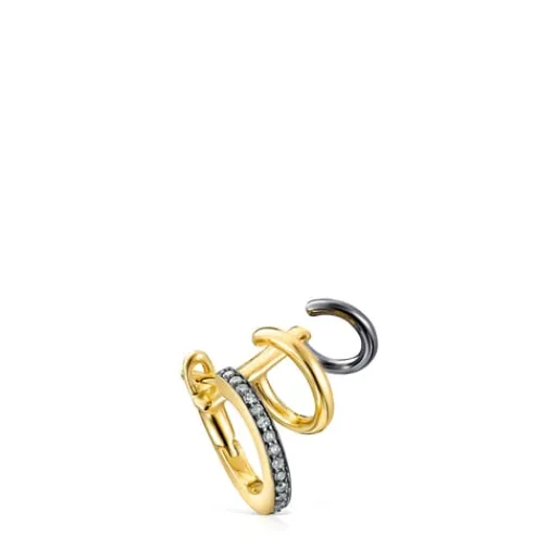 Earcuff con baño de oro 18 kt sobre plata y diamantes Nocturne^TOUS Best