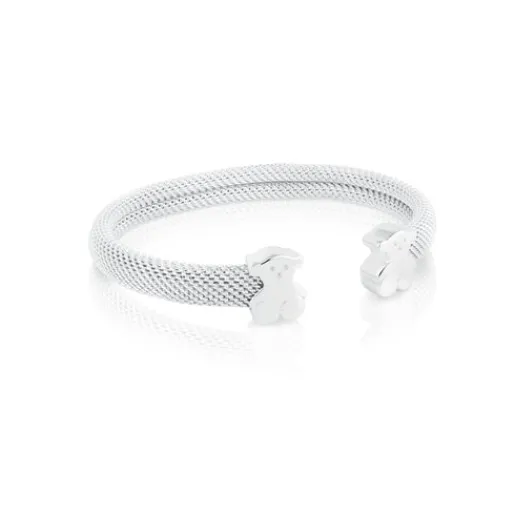Esclava de plata con malla de 7x4 y motivos oso Mesh^TOUS New