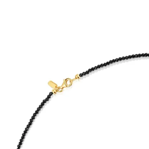 Gargantilla con baño de oro 18 kt sobre plata, onix, gemas Bold Bear^TOUS Clearance