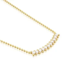 Gargantilla con baño de oro de 18 kt sobre plata y perlas cultivadas Gloss^TOUS Outlet
