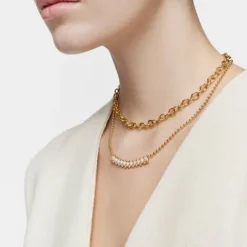 Gargantilla con baño de oro de 18 kt sobre plata y perlas cultivadas Gloss^TOUS Outlet